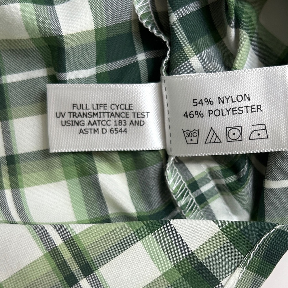 Coolibar men’s long sleeve green check plaid button down size L - Picture 6 of 9